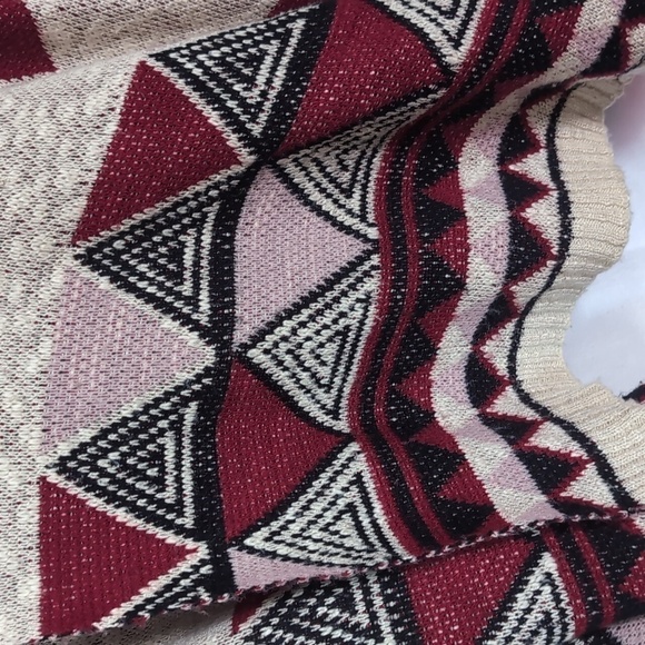 Debut Cream Red Black Aztec Open Front Waterfall Cardigan Size Small Medium - Picture 4 of 5